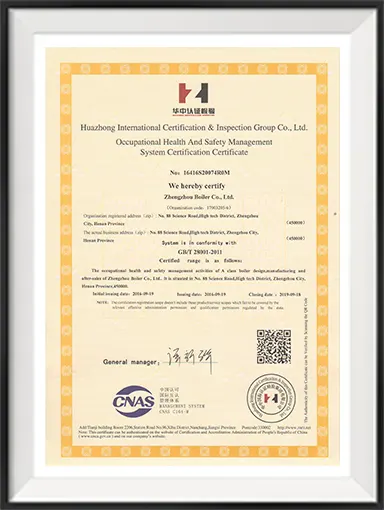 ISO Occupational Health and Safety Management System Certificate